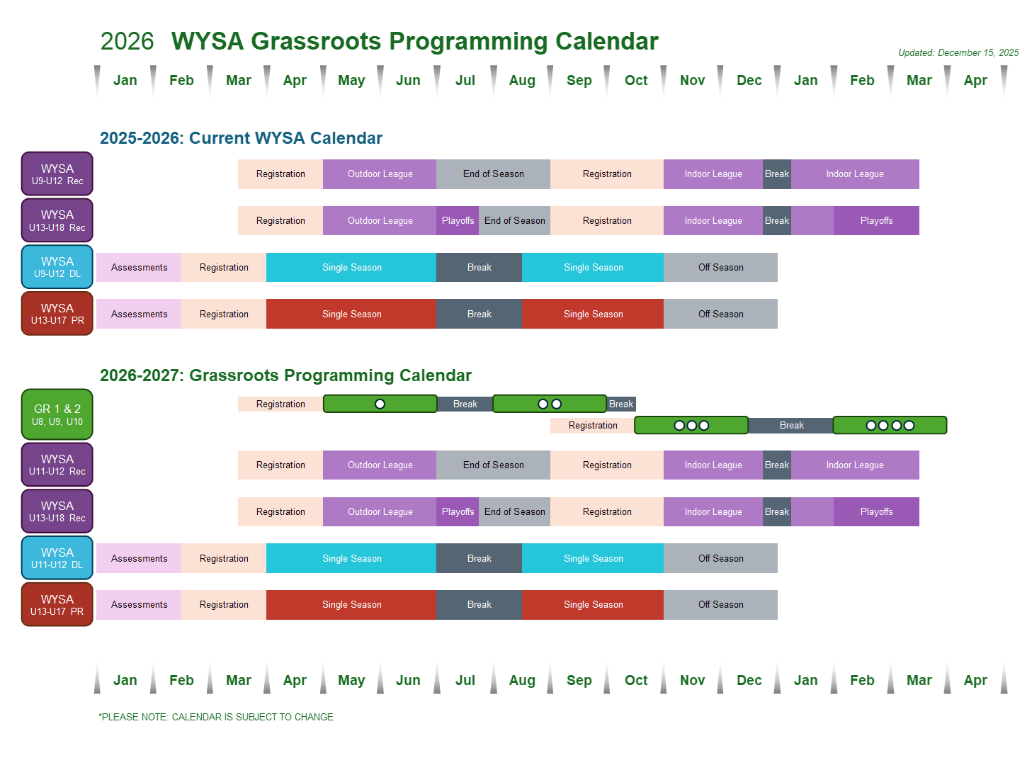 WYSA Grassroots Calendar