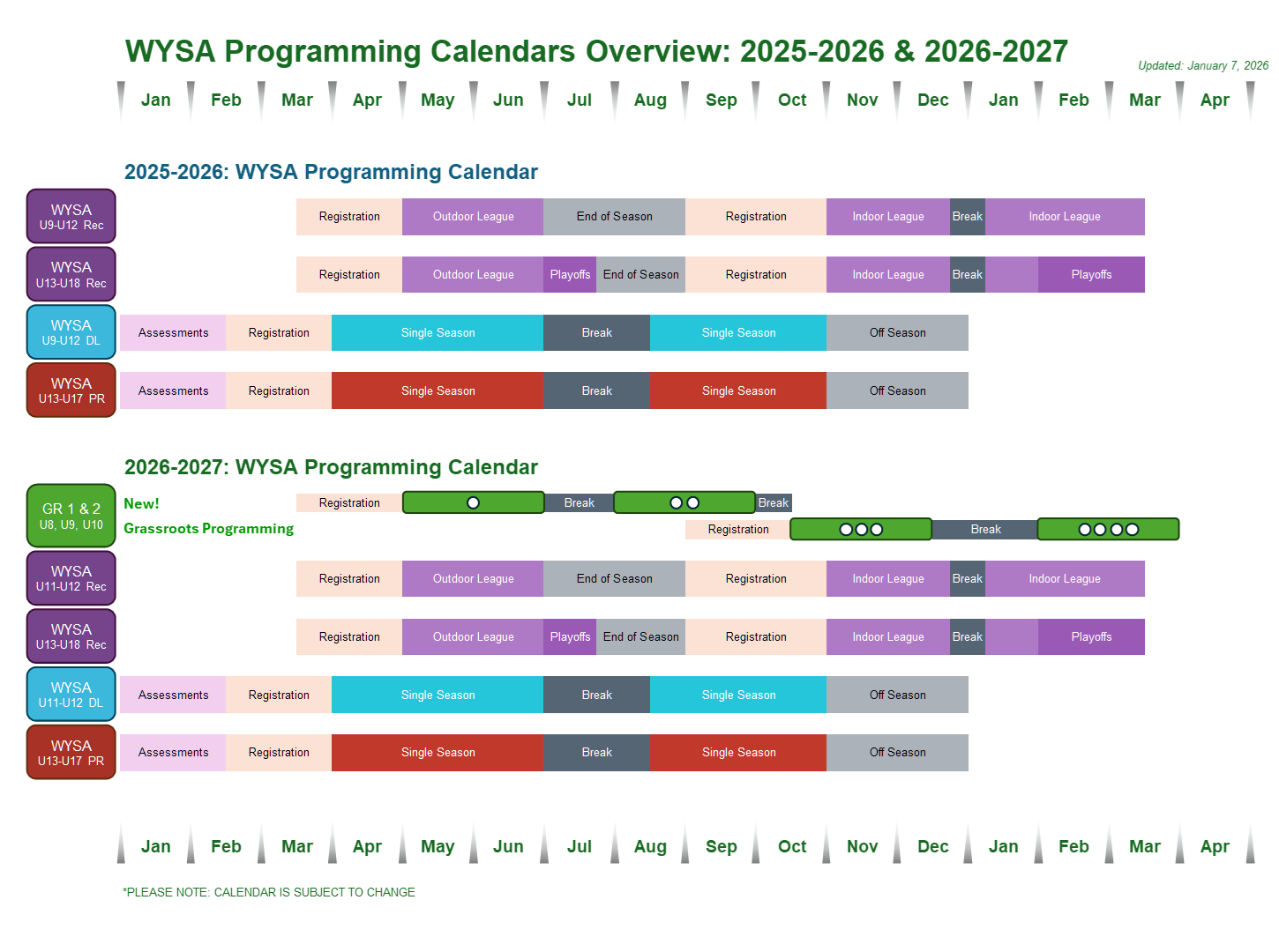 WYSA Grassroots Calendar